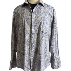 Stacy Adams Mens Regular Fit Paisley Print Long Sleeve Dress Shirt 18 1/2 34/35